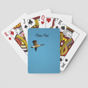Kanadese ganzen in vlucht pokerkaarten