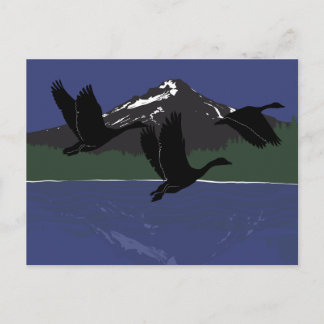 Kanadese ganzen vliegen over Mountain Lake Wildern Briefkaart