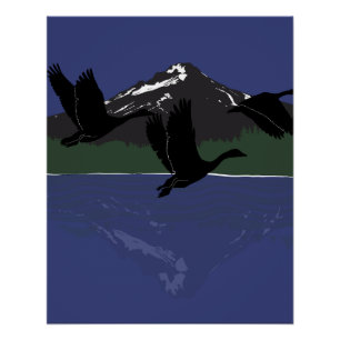Kanadese ganzen vliegen over Mountain Lake Wildern Perfect Poster