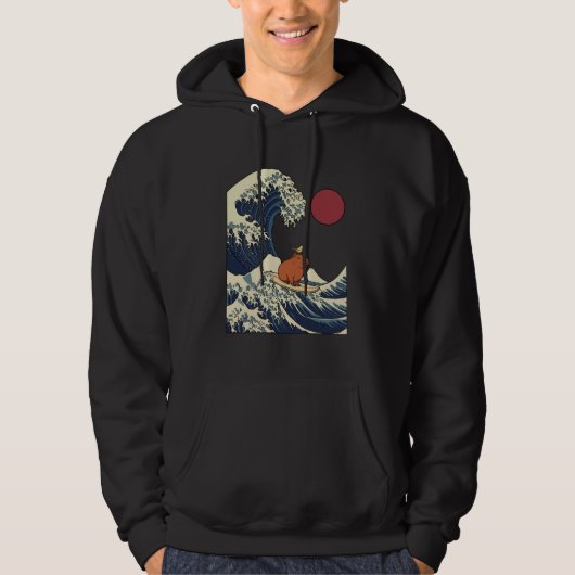 Kanagawa Golf Capybara Surfen Japans Kawaii Hoodie (Voorkant)