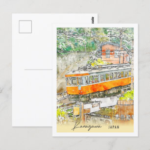 Kanagawa Japan Travel Place Waterverf Briefkaart