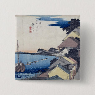 Kanagawa: Uitzicht van de Ridge Vierkante Button 5,1 Cm