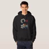 Kanagawa Wave Capybara Surfing Japanese Kawaii Hoodie (Voorkant volledig)