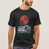 Kanagawa Wave Sun Kanji Japan Calligrafie T-shirt (Voorkant)