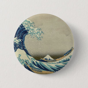 Kanagawa Wave van Katsushika Hokusai Ronde Button 5,7 Cm