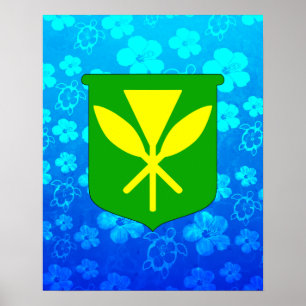 Kanaka Maoli Blue Honu Poster