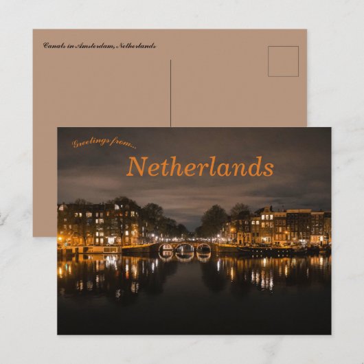 Kanalen in Amsterdam Nederland Briefkaart (Voorkant / Achterkant)
