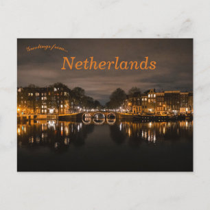 Kanalen in Amsterdam Nederland Briefkaart
