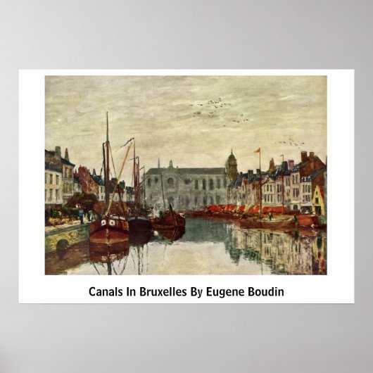 Kanalen in Brussel door Eugene Boudin Poster (Voorkant)