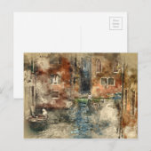 Kanalen van de Italiaanse Waterverf Venetië Briefkaart (Voorkant / Achterkant)