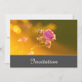 Kanaliserende uitnodigingskaart met roze Rose Kaart