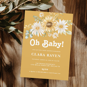Kanarie Oh Baby Bloemen Baby Shower Uitnodiging