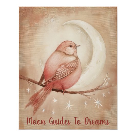 Kanarie vogel baby slapen op Moon Perfect Poster (Voorkant)