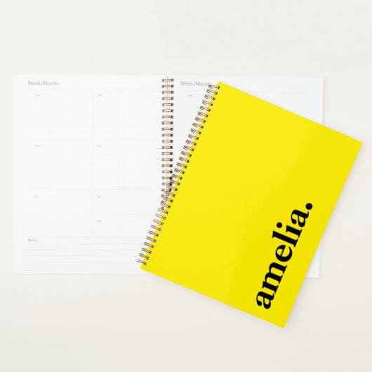 Kanariegeel Effen Kleur Elegante Naam Planner (Display)