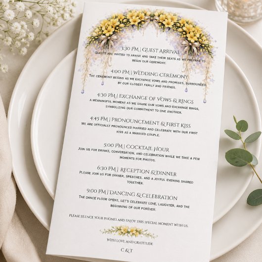 Kanariegeel Freesia Romantisch Trouwdagprogramma