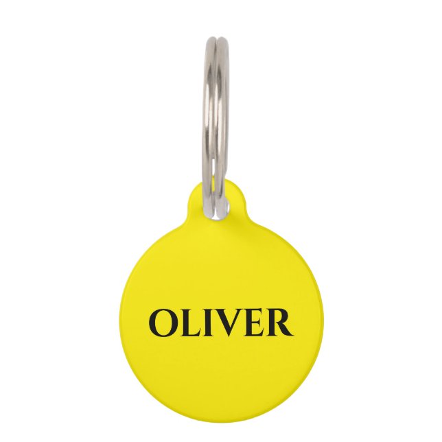 Kanariegeel minimalistisch kattenhondennaam Adres Huisdierpenning (Voorkant)