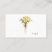 Kanariegeel Romantische Freesia Bloem Bruiloft Plaatskaartje (Achterkant)