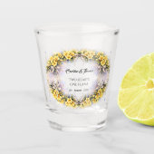 Kanariegeel Romantische Freesia Bloem Bruiloft Shot Glas (Voorkant)