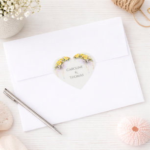 Kanariegeel Romantische Freesia Bloemige Bruiloft Hart Sticker