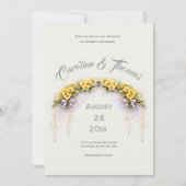 Kanariegeel Romantische Freesia Bloemige Bruiloft Kaart (Voorkant)