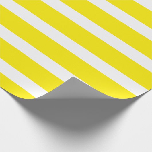 Kanariegeel Wit Klassiek Horizontaal Gestreept Cadeaupapier (Hoek)