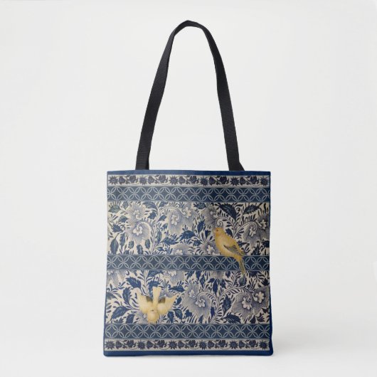 Kanaries op Blue Chinoiserie Design Tote Bag (Voorkant)