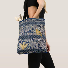 Kanaries op Blue Chinoiserie Design Tote Bag