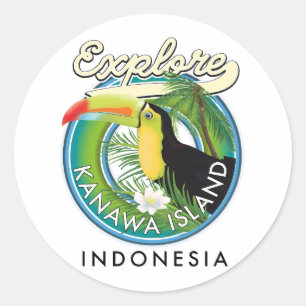 Kanawa-eiland Indonesië foto-afdruk verkennen Ronde Sticker