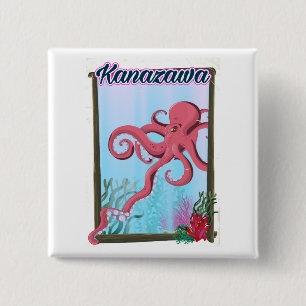 Kanazawa Japan vintage stijl reisposter Vierkante Button 5,1 Cm