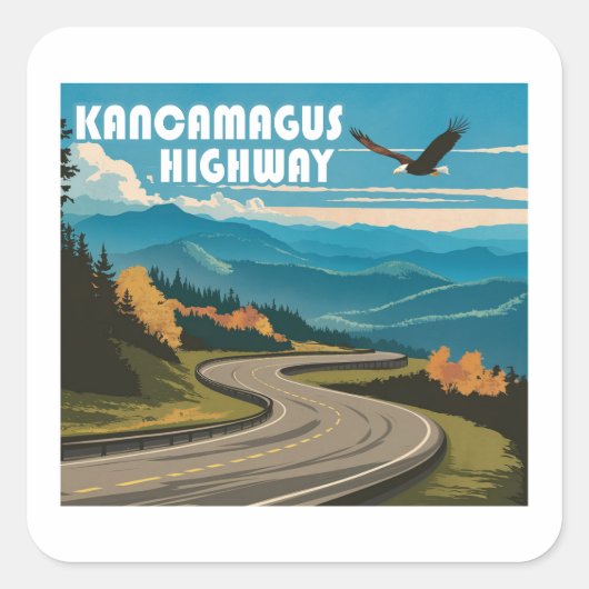 Kancamagus Highway New Hampshire Eagle Vierkante Sticker (Voorkant)