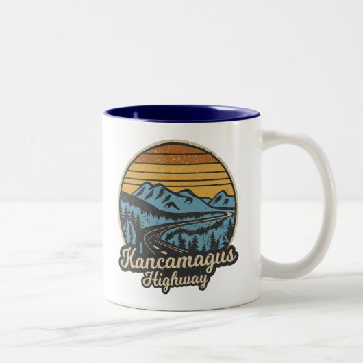 Kancamagus Highway New Hampshire Retro Tweekleurige Koffiemok (Rechts)