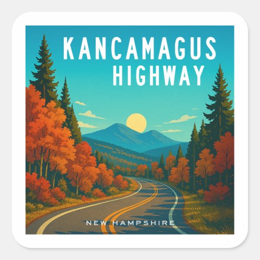 Kancamagus Highway New Hampshire zonsondergang Vierkante Sticker (Voorkant)