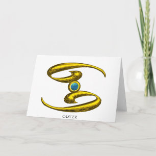 KANCER Blue Opal & Gold Zodiac Birthday Kaart