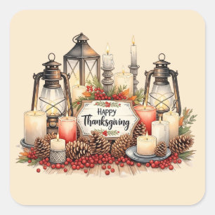 Kandelaar Dankbaarheid – Thanksgiving Zegen  Vierkante Sticker
