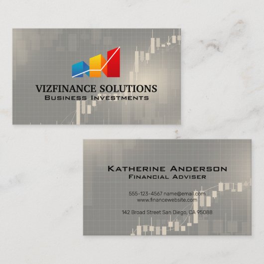 Kandelaar Stock Grafiek Logo Ontwerp | Financiën Visitekaartje (Voorkant / Achterkant)