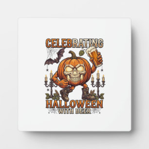 Kandelaar voor Halloween Bier Schedel Pompoen Vlee Fotoplaat
