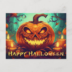 Kandelaars van de Getande Pompoen Gloeien Hallowee Feestdagenkaart