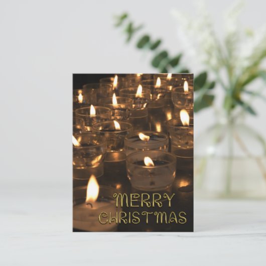 Kandelen kaarslicht voor prettige kerstverlichting feestdagenkaart (Staand voorkant)