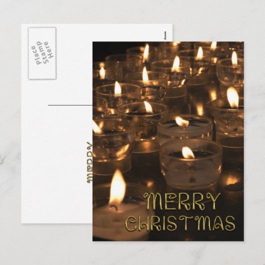 Kandelen kaarslicht voor prettige kerstverlichting feestdagenkaart (Voorkant / Achterkant)