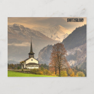 Kandergrund Zwitserland Church Snowy Swiss Alps Briefkaart