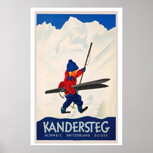 Kandersteg Switzerland Vintage Ski Poster - Framed (Voorkant)