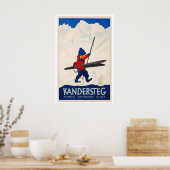 Kandersteg Switzerland Vintage Ski Poster - Framed (Keuken)