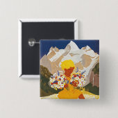 Kandersteg Vierkante Button 5,1 Cm (Voorkant /achterkant)