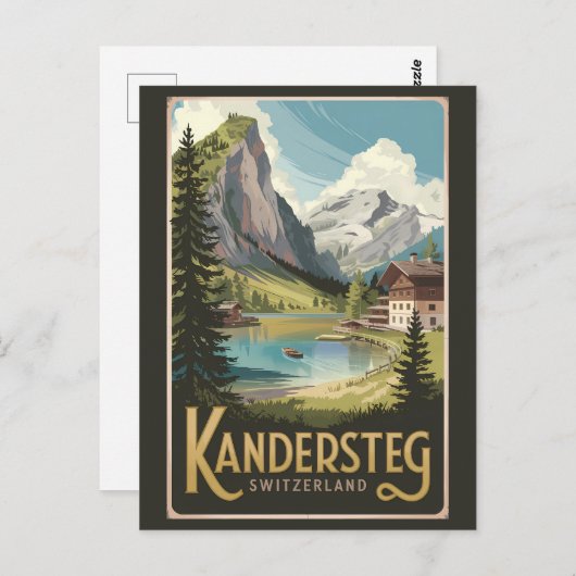 Kandersteg Zwitserland Illustratie Reiskunst Briefkaart (Voorkant / Achterkant)