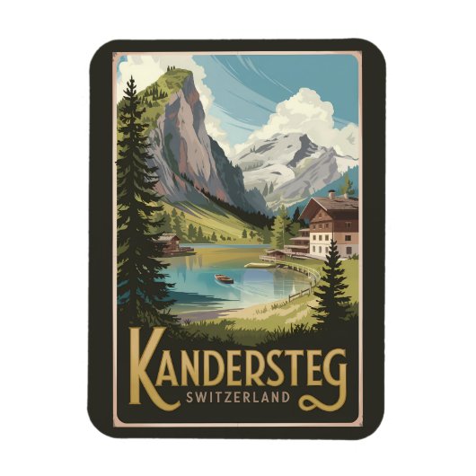 Kandersteg Zwitserland Illustratie Reiskunst Magneet (Verticaal)