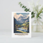 Kandersteg Zwitserland Painterly Travel Art Retro Briefkaart (Staand voorkant)