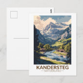 Kandersteg Zwitserland Painterly Travel Art Retro Briefkaart (Voorkant / Achterkant)