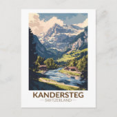 Kandersteg Zwitserland Painterly Travel Art Retro Briefkaart (Voorkant)