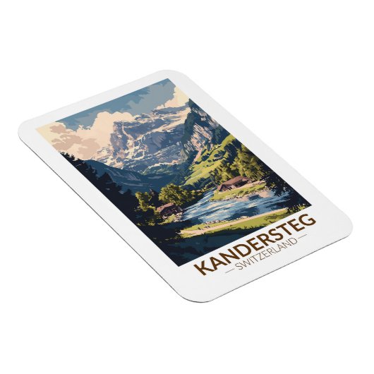 Kandersteg Zwitserland Painterly Travel Art Retro Magneet (Rechterzijde)