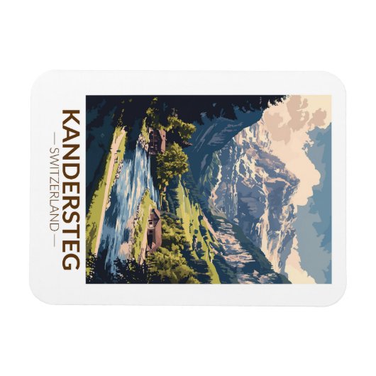 Kandersteg Zwitserland Painterly Travel Art Retro Magneet (Horizontaal)